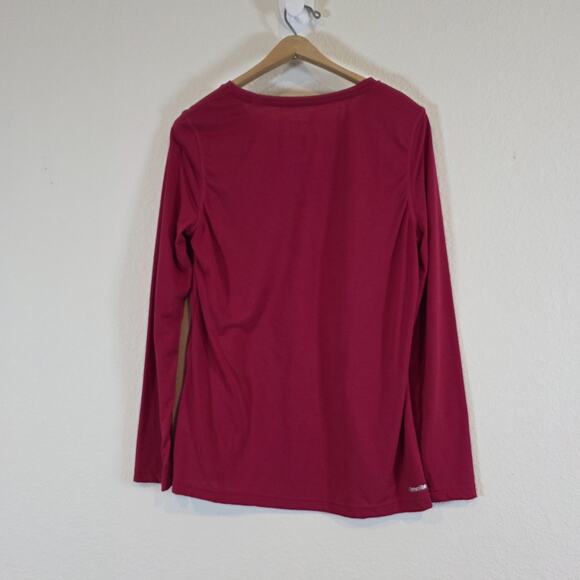Adidas Women's Maroon Climalite Long Sleeve Ultimate Tee Activewear Top L LARGE - Picture 3 of 8